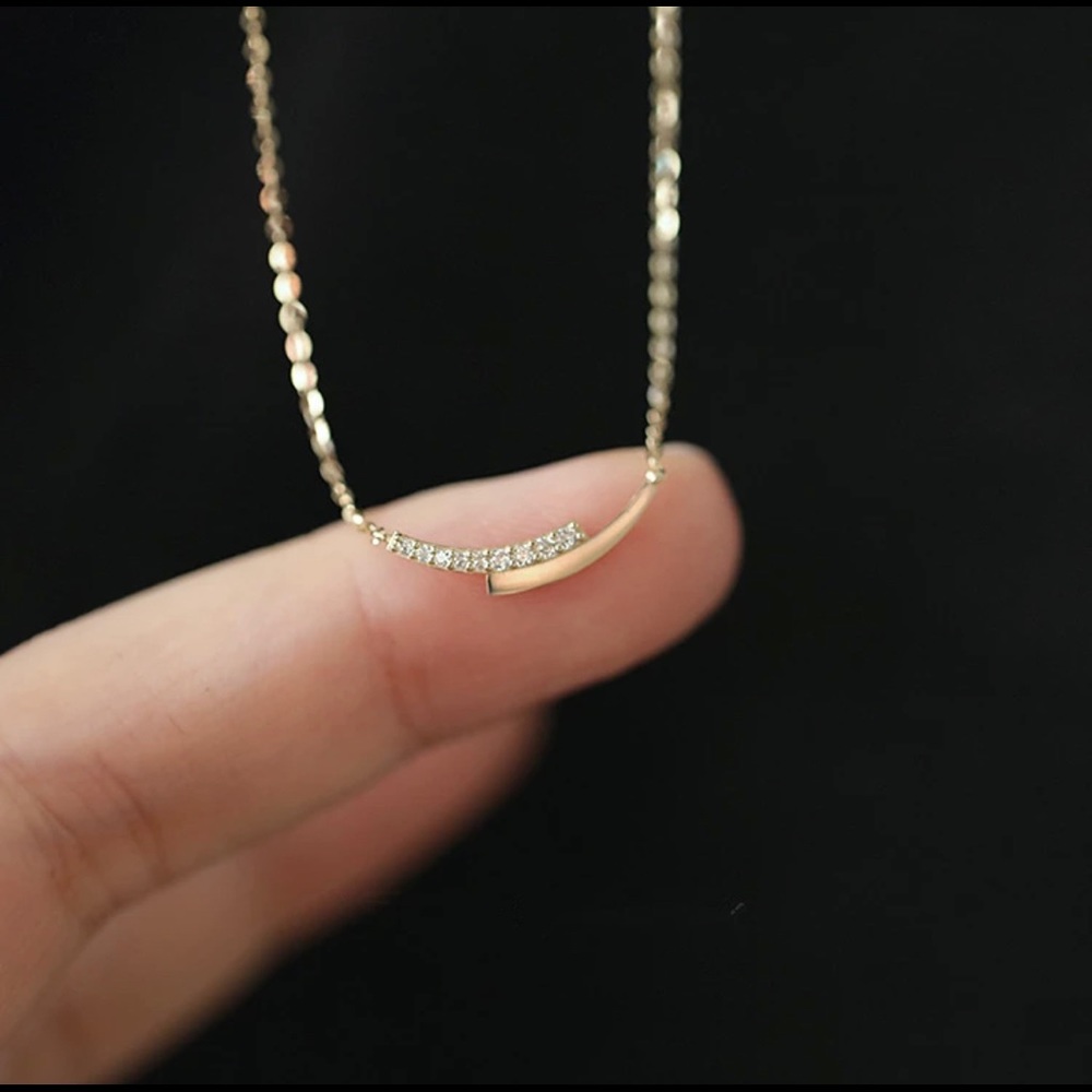 New 925 Sterling Silver Diamond Arc Pendant Ne… - Picture 1 of 5